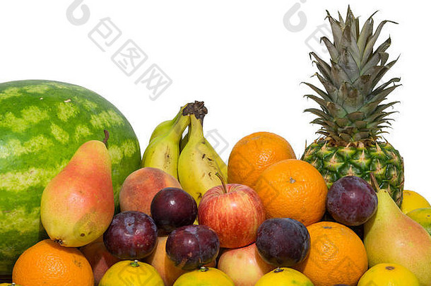 水果木表格菠萝橙色梨普通话香蕉李子苹果西瓜桃子