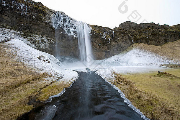 塞里雅兰瀑布瀑布冰岛冬天