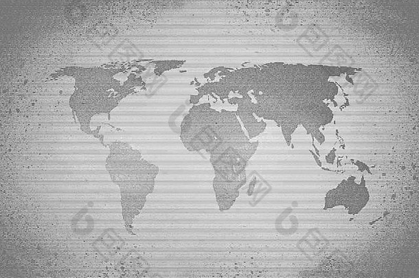 复古的黑色的白色半色调世界地图