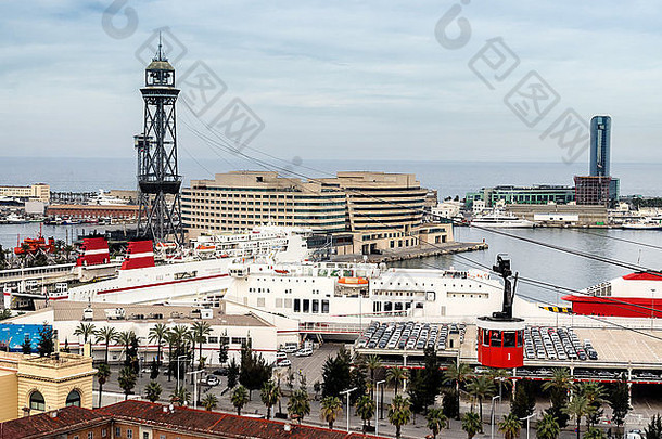红色的港口电缆巴塞罗那官方航天飞机艾瑞的港口被称为