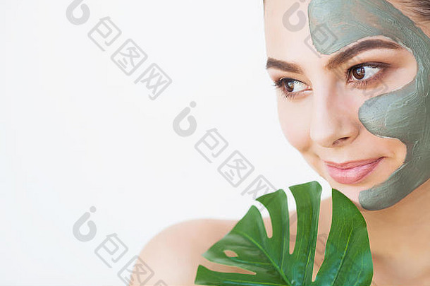 美脸皮肤护理女人化妆品水疗中心面部面具