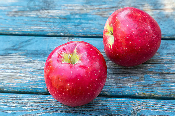 红色的成熟的密脆苹果新鲜的农场