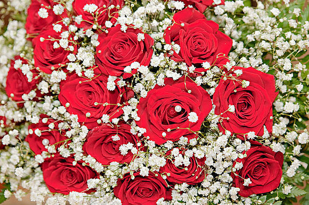 新娘花束红色的玫瑰