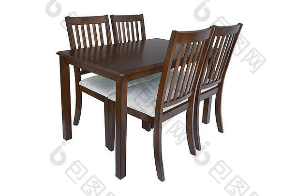 餐厅房间家具集表格椅子优雅的餐厅家具生活房间厨房使棕色（的）木白色纺织挂毯