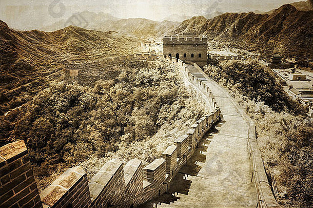 伟大的墙中国古董复古的视图