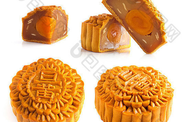 月饼传统上吃中秋节日中国人单词月饼意味着单蛋黄