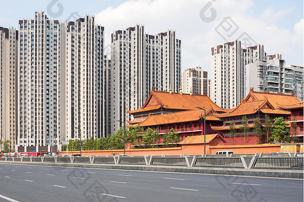 住宅建筑周围寺庙成都四川省中国