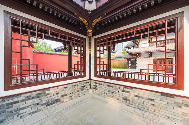 中国人传统的窗户达奇寺庙成都
