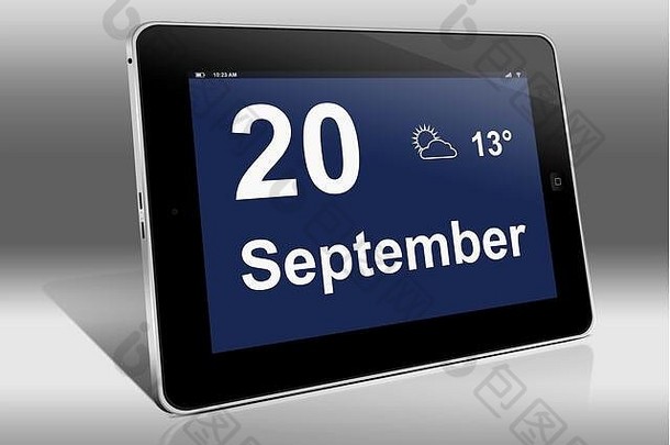 平板电脑电脑显示日历德国语言日期9月一个平板电脑显示那基准9月