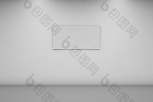 空白横幅白色墙水平横幅空房间呈现前面视图