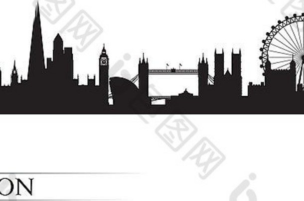 伦敦城市天际线轮廓背景