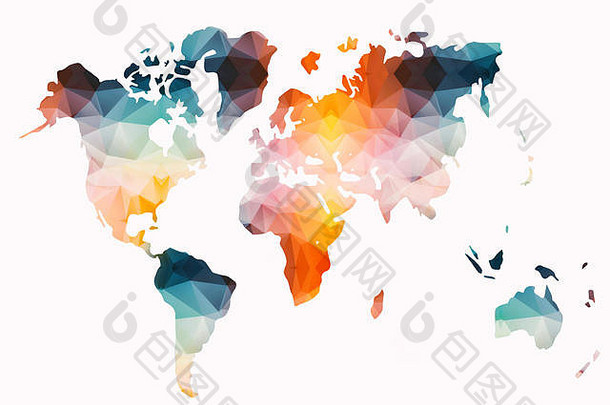 低聚色彩斑斓的世界地图