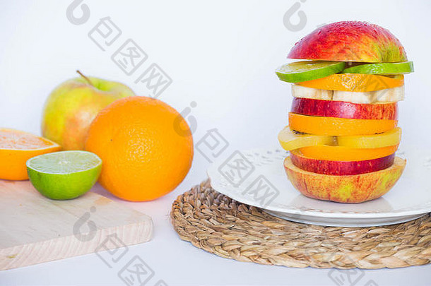 水果汉堡健康的食物概念