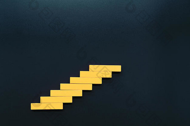 木块叠加一步楼梯业务概念增长成功的空白复制文本