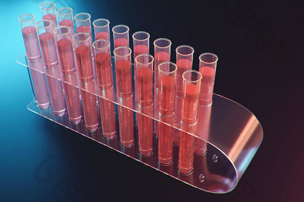 科学实验室研究发展医疗技术突破生物技术红色的液体内部测试管燃料