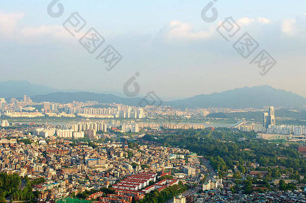 首尔城市街视图前夏天韩国