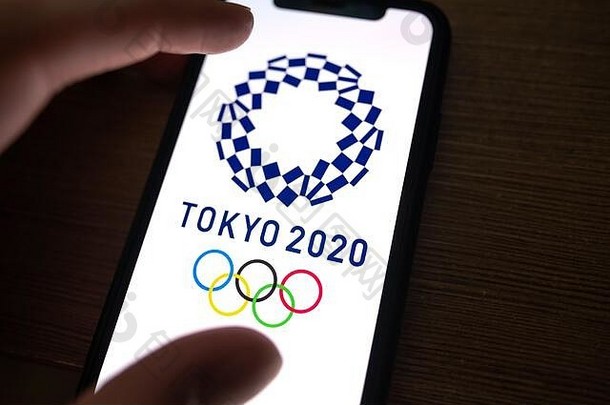 东京奥运游戏标志智能手机屏幕