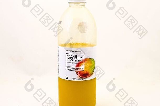 艾伯顿南非洲瓶沃尔沃斯食物芒果水果汁混合孤立的清晰的背景图像复制空间