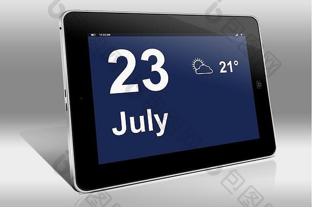 平板电脑电脑显示日历英语语言日期7月一个平板电脑显示英镑语言那朱莉