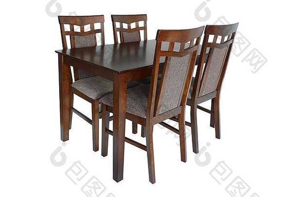 餐厅房间家具集表格椅子优雅的餐厅家具生活房间厨房使棕色（的）木纺织挂毯异醇