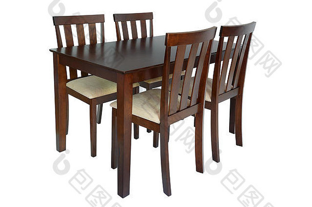 餐厅房间家具集表格椅子优雅的餐厅家具生活房间厨房使棕色（的）木纺织挂毯异醇