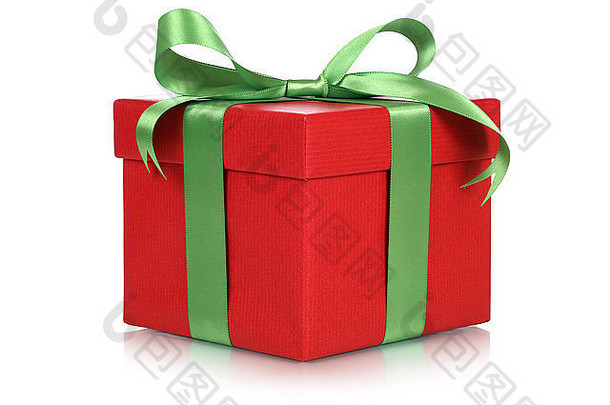 红色的礼物盒子礼物圣诞节生日情人节一天孤立的白色背景