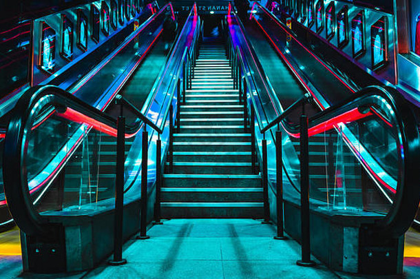 布坎南街地铁站楼梯自动扶梯格拉斯哥苏格兰