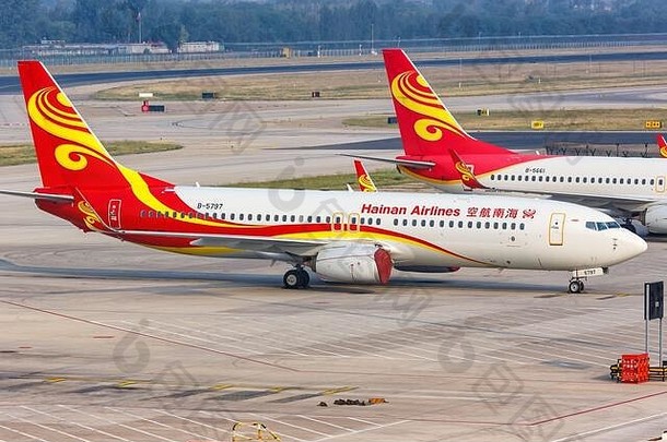 北京中国- - - - - -10月海南航空公司波音公司飞机北京资本机场非常中国波音公司美国飞机