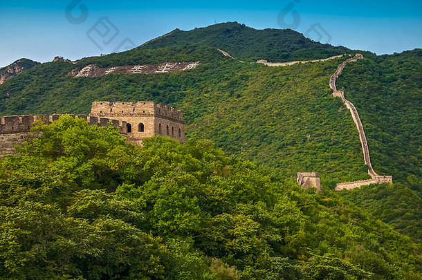 伟大的墙中国Mutianyu村远程部分伟大的墙北京