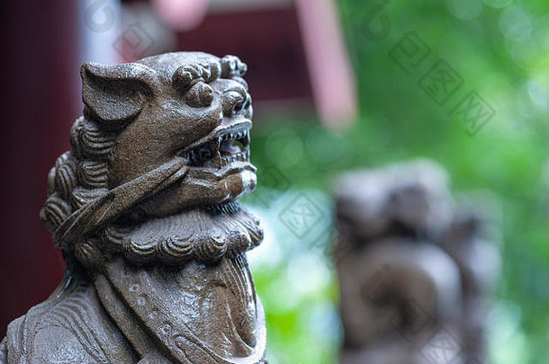 狮子石头雕像佛教寺庙重庆中国