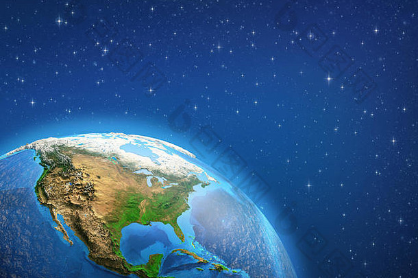 地球地球深空间集中北美国插图元素图像有家具的美国国家航空航天局