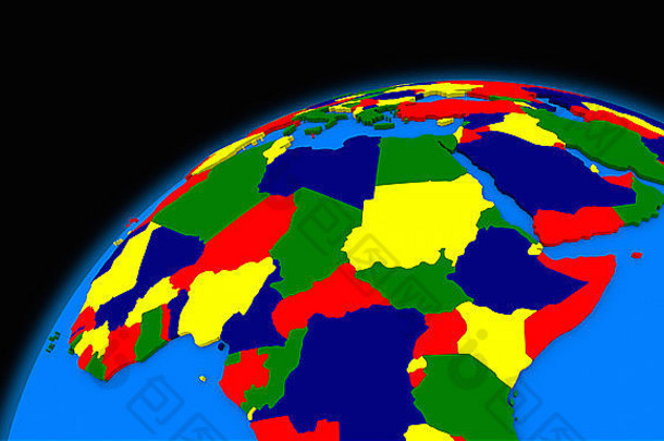 中央非洲地球地球政治地图