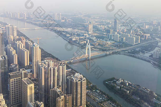 广州城市中心空中视图中国