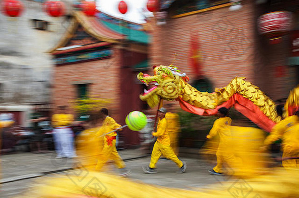 越南1月龙跳舞艺术家庆祝活动越南一年
