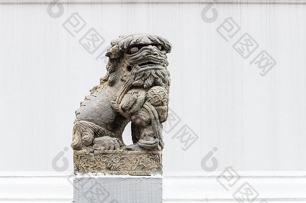 石头狮子雕像传统的中国人风格泰国寺庙