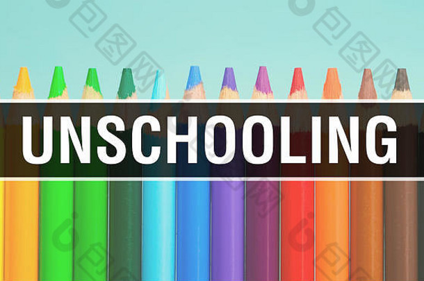 非学校教育概念教育回来学校概念有创意的教育草图非学校教育文本色彩斑斓的背景非学校教育