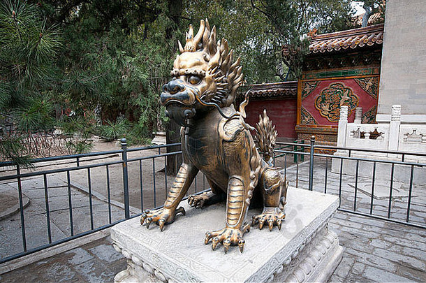 狮子雕像被禁止的城市北京中国