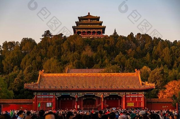 视图北海公园被禁止的城市日落北京西城人民共和国中国亚洲