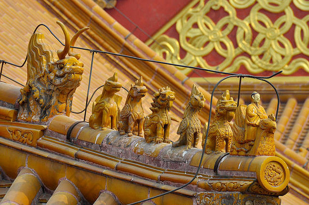 陶瓷屋顶细节寺庙被禁止的城市北京中国