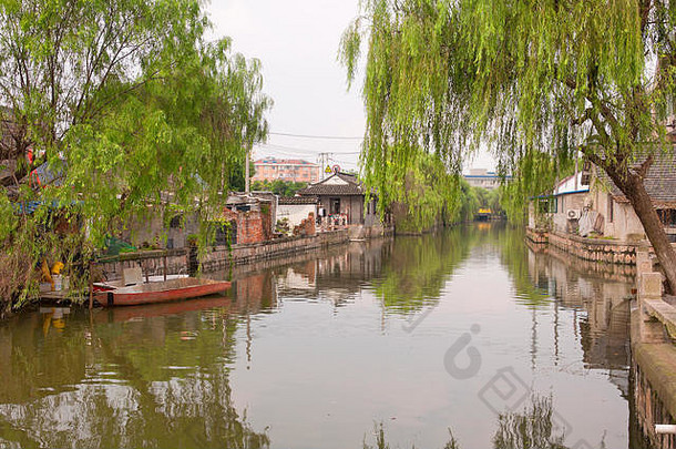 建筑水运河枫泾小镇上海中国阴一天
