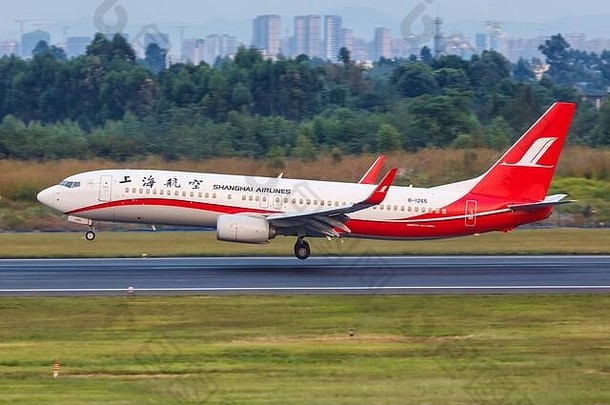 成都中国- - - - - -9月上海航空公司<strong>波音</strong>公司飞机成都机场ctu中国空中客车公司欧洲飞机manufa