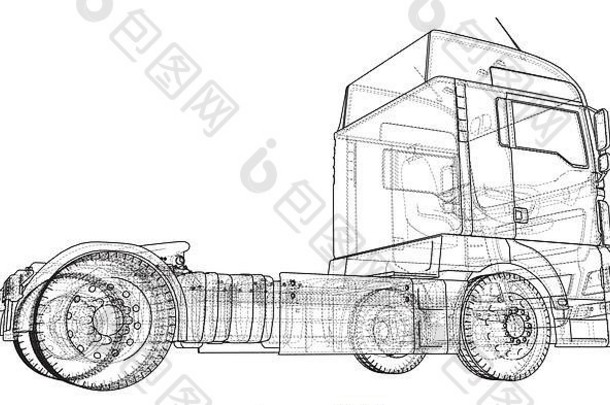 商业货物交付卡车孤立的创建插图戴着一副金属框