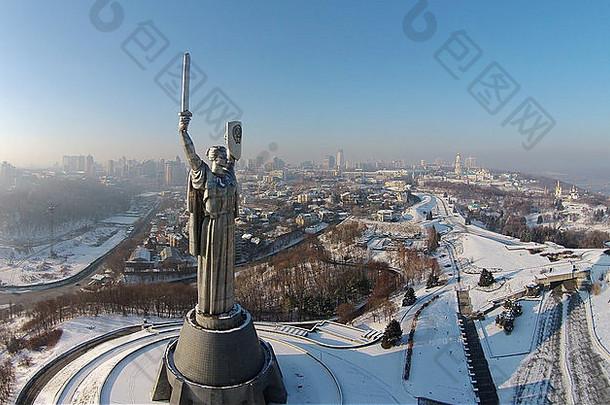 空中视图纪念碑祖国基辅乌克兰