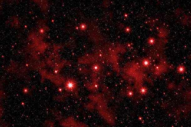 插图显示宇宙概念空间拥挤的红色的闪烁引发星星星云