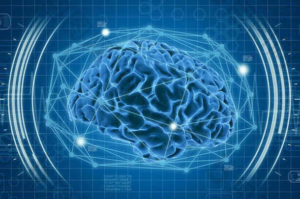 人类大脑未来主义的接口概念医疗技术渲染