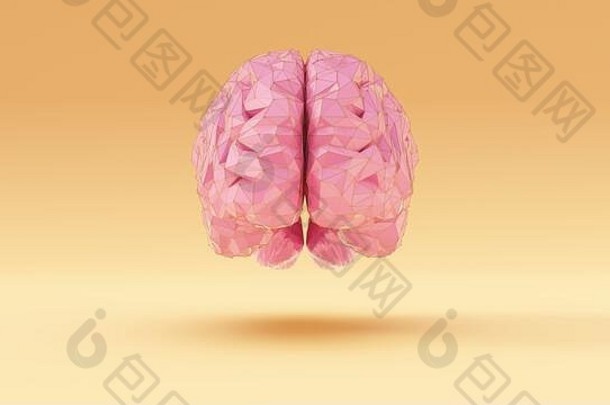 粉红色的黄金网络大脑角人工情报温暖的奶油背景插图渲染