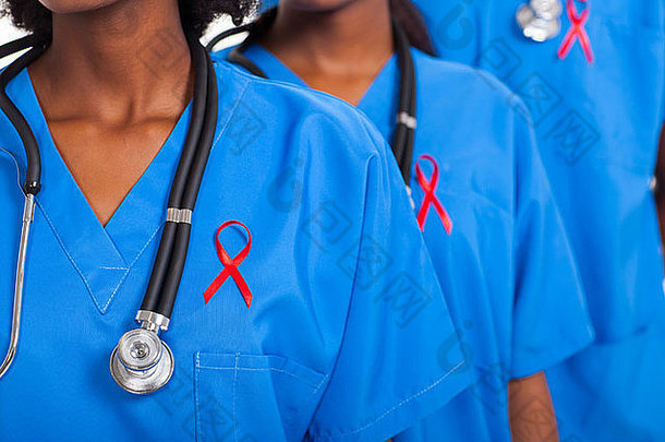 集团非洲医疗医生红色的丝带艾滋病意识