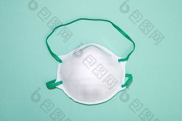 单白色冠状病毒外科手术脸面具绿色保护感染防止传播呼吸病毒