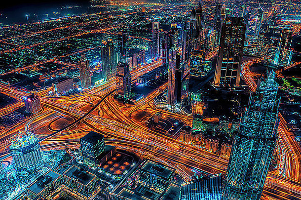 迪拜城市晚上