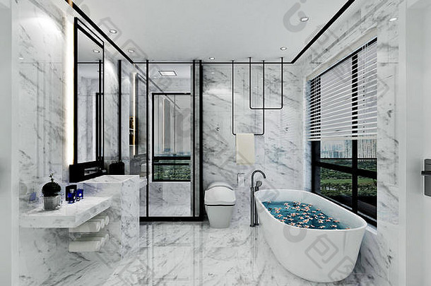 渲染现代浴室